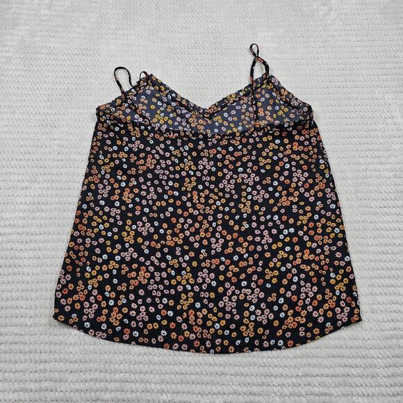 Loft Shirt Womens XS Petite Tank Top Navy Floral Print - Picture 6 of 7